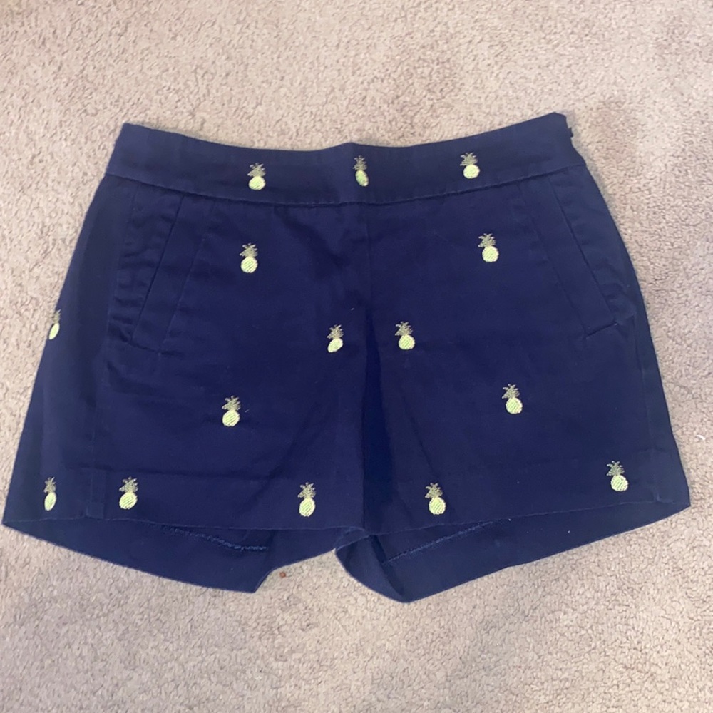 J. Crew pineapple embroidered chino shorts